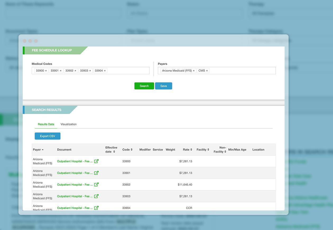 Fee schedule lookup mercalis