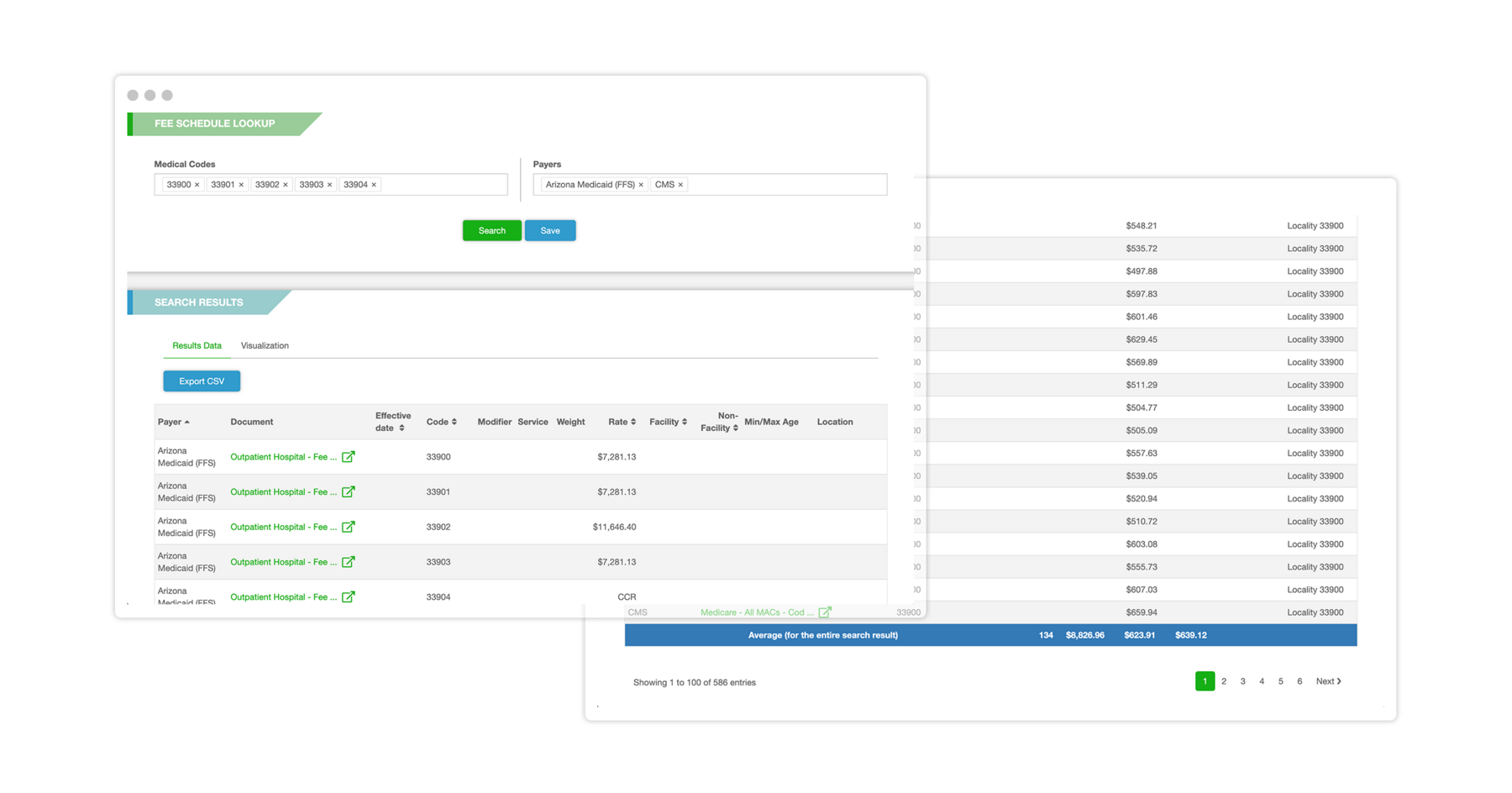 Fee schedule lookup mercalis